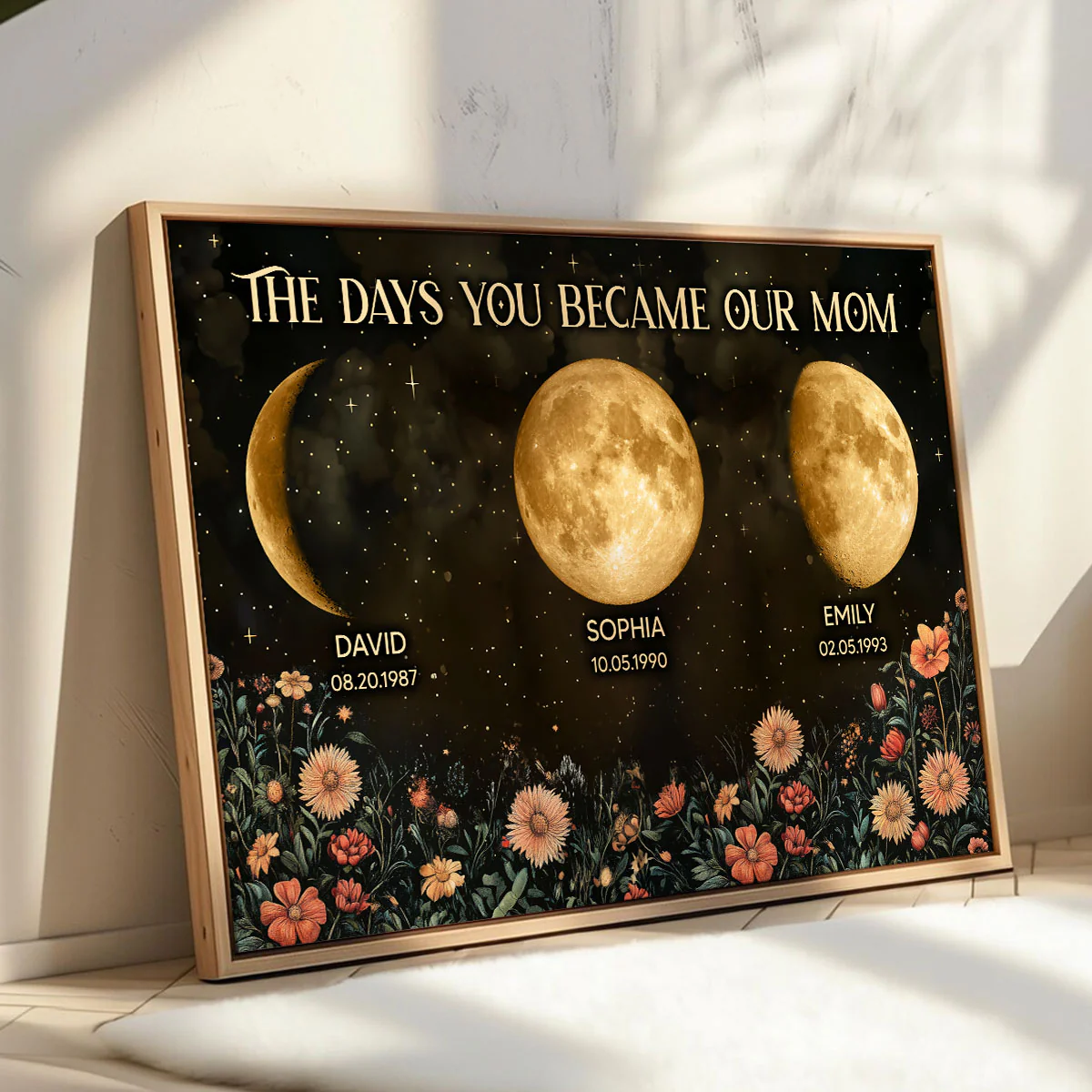 Vintage Flowers The Day You Become Mom Birth Moon Phase Personalized Poster, A Heartfelt Gift for Mom’s Birthday, Mother’s Day, or Just Because - Image 5