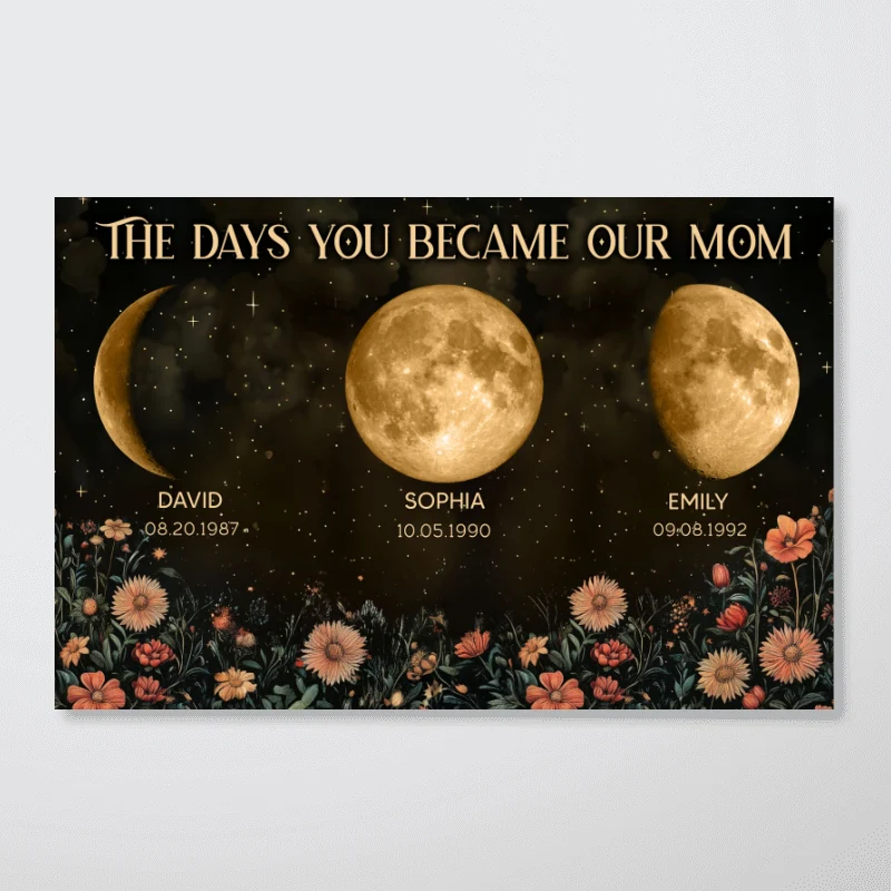 Vintage Flowers The Day You Become Mom Birth Moon Phase Personalized Poster, A Heartfelt Gift for Mom’s Birthday, Mother’s Day, or Just Because - Image 9