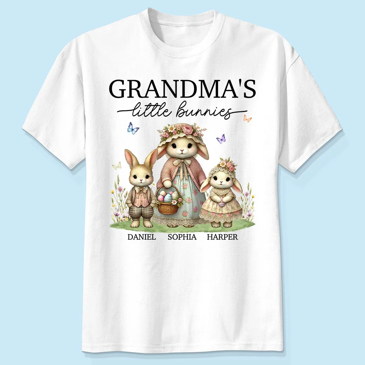 Vintage Grandma Bunny Easter Personalized Shirt - Image 2