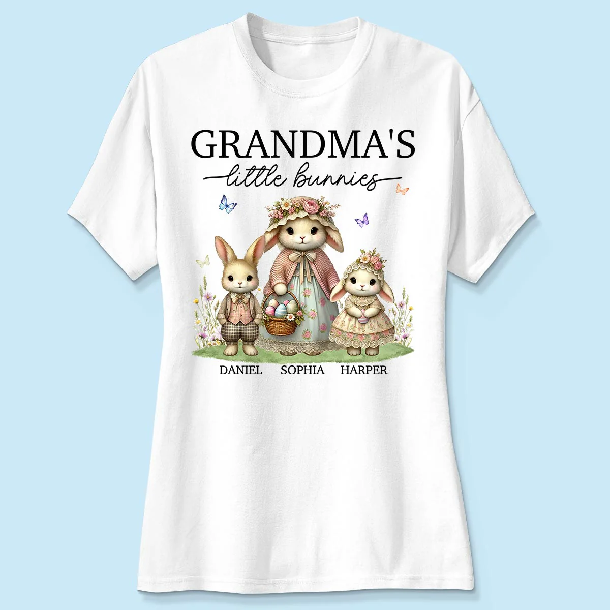 Vintage Grandma Bunny Easter Personalized Shirt - Image 3