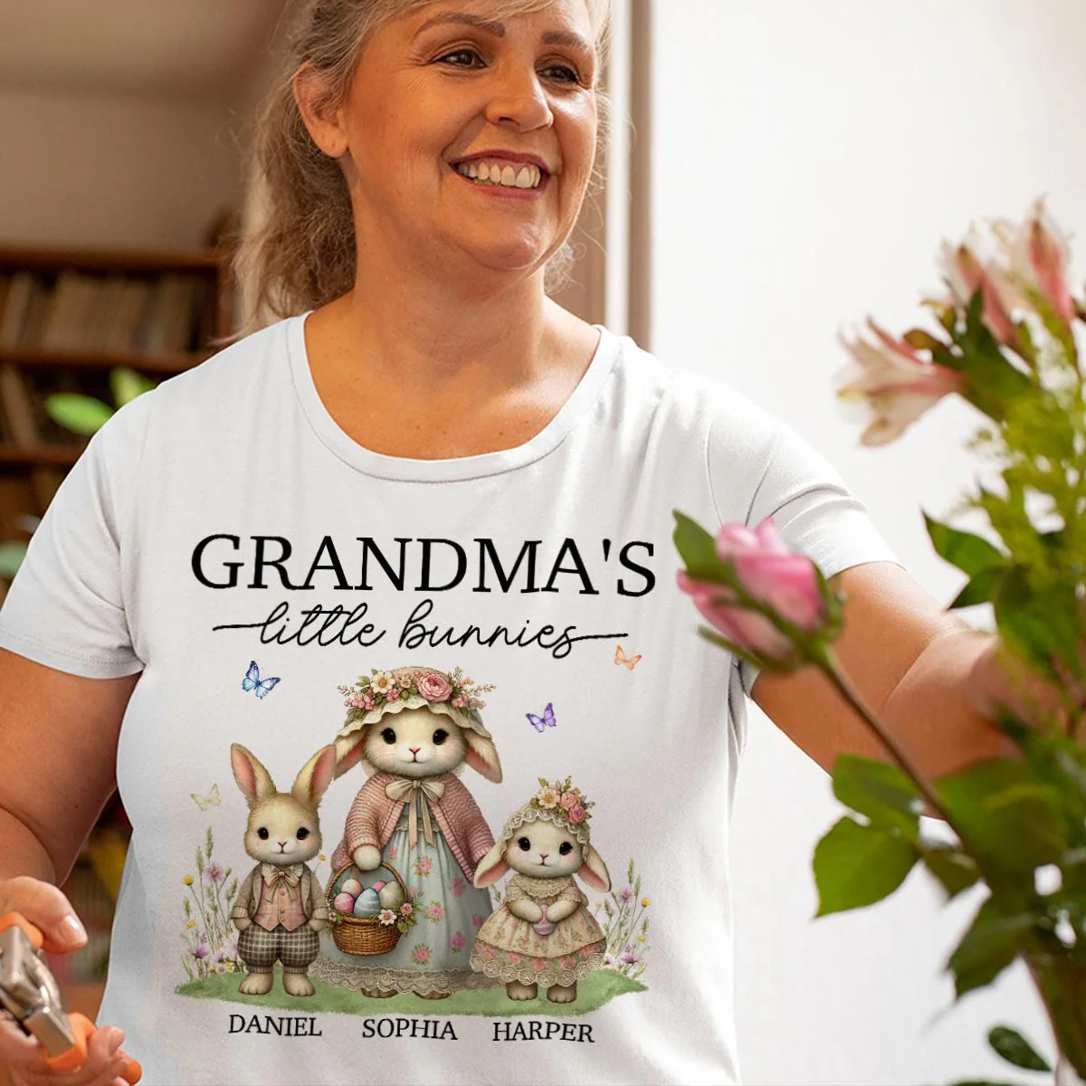 Vintage Grandma Bunny Easter Personalized Shirt - Image 4
