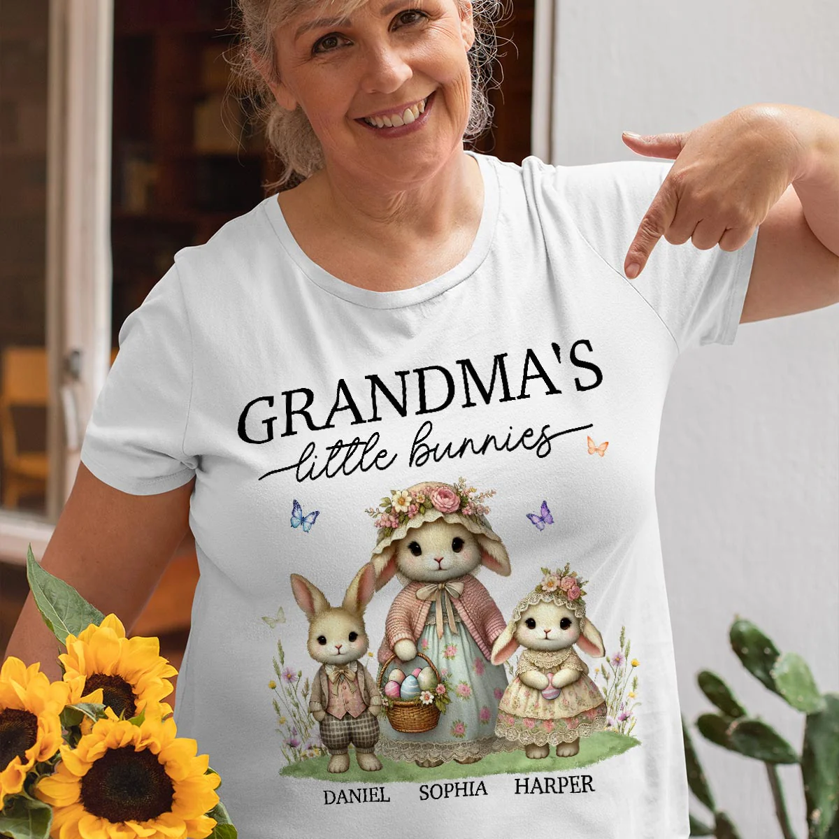 Vintage Grandma Bunny Easter Personalized Shirt - Image 5