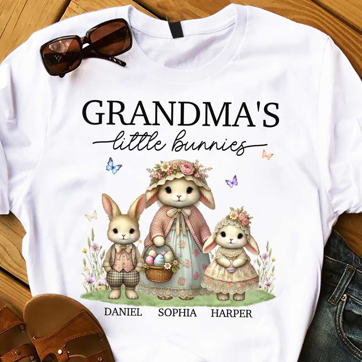 Vintage Grandma Bunny Easter Personalized Shirt - Image 9