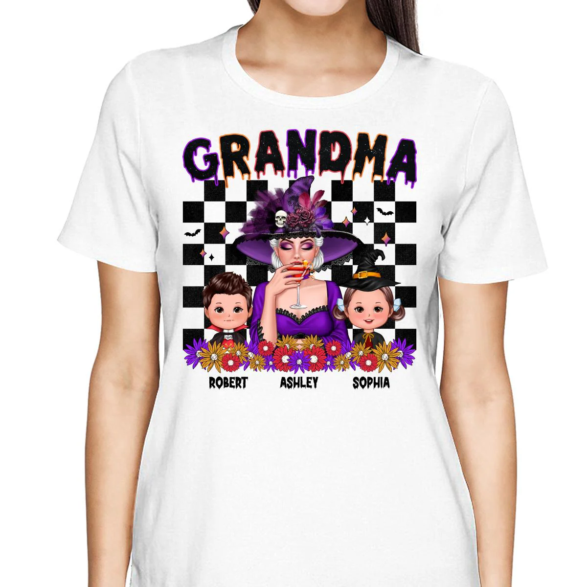 Vintage Grandma Halloween Spooky Vibe Halloween Personalized Shirt - Image 2