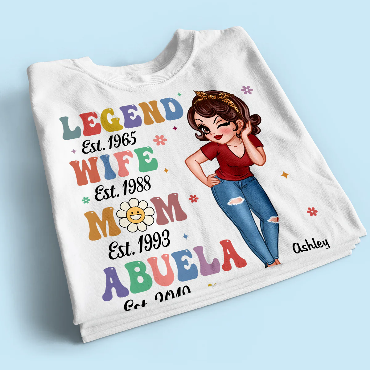 Vintage Legend Wife Mom Grandma Personalized Shirt - Image 2
