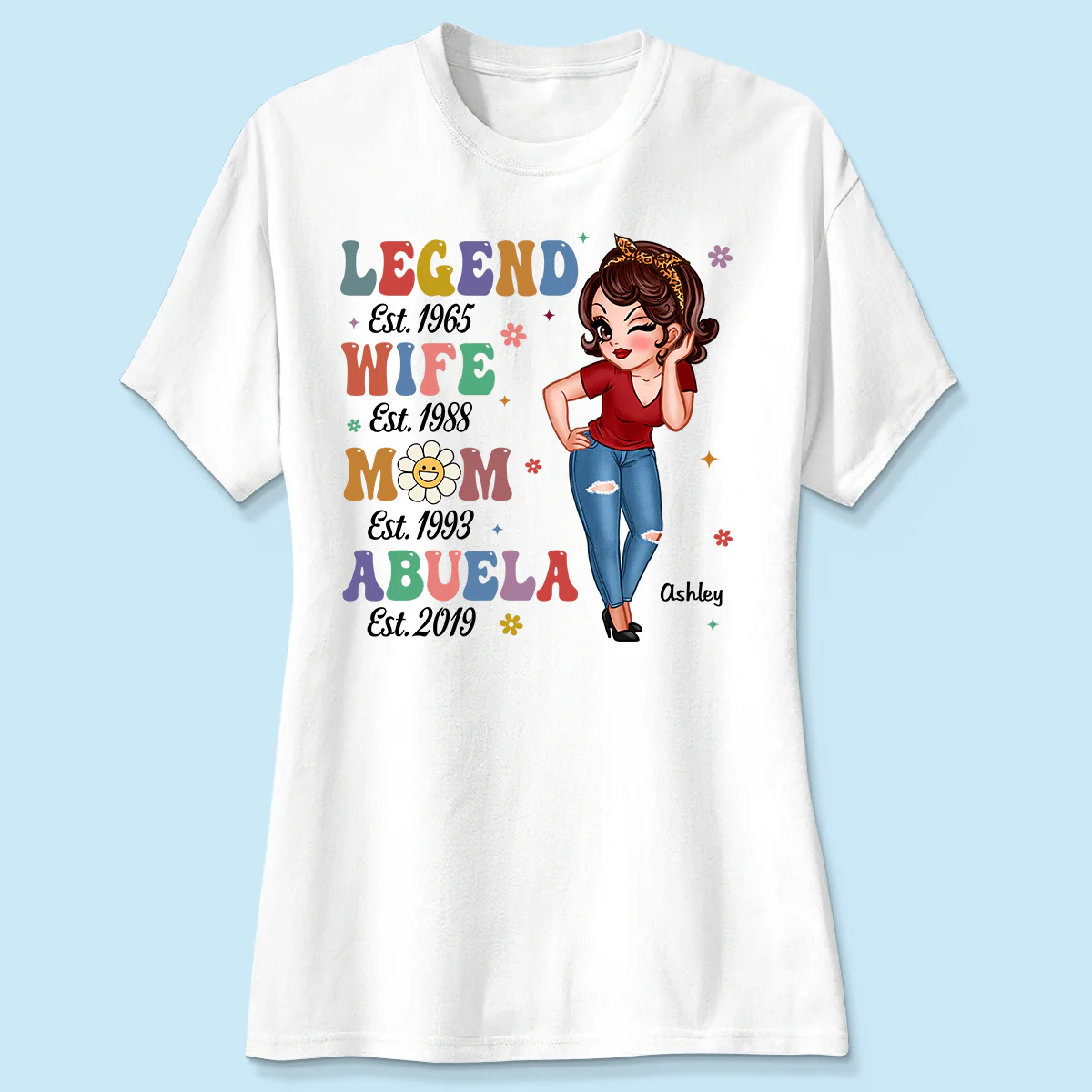 Vintage Legend Wife Mom Grandma Personalized Shirt - Image 4