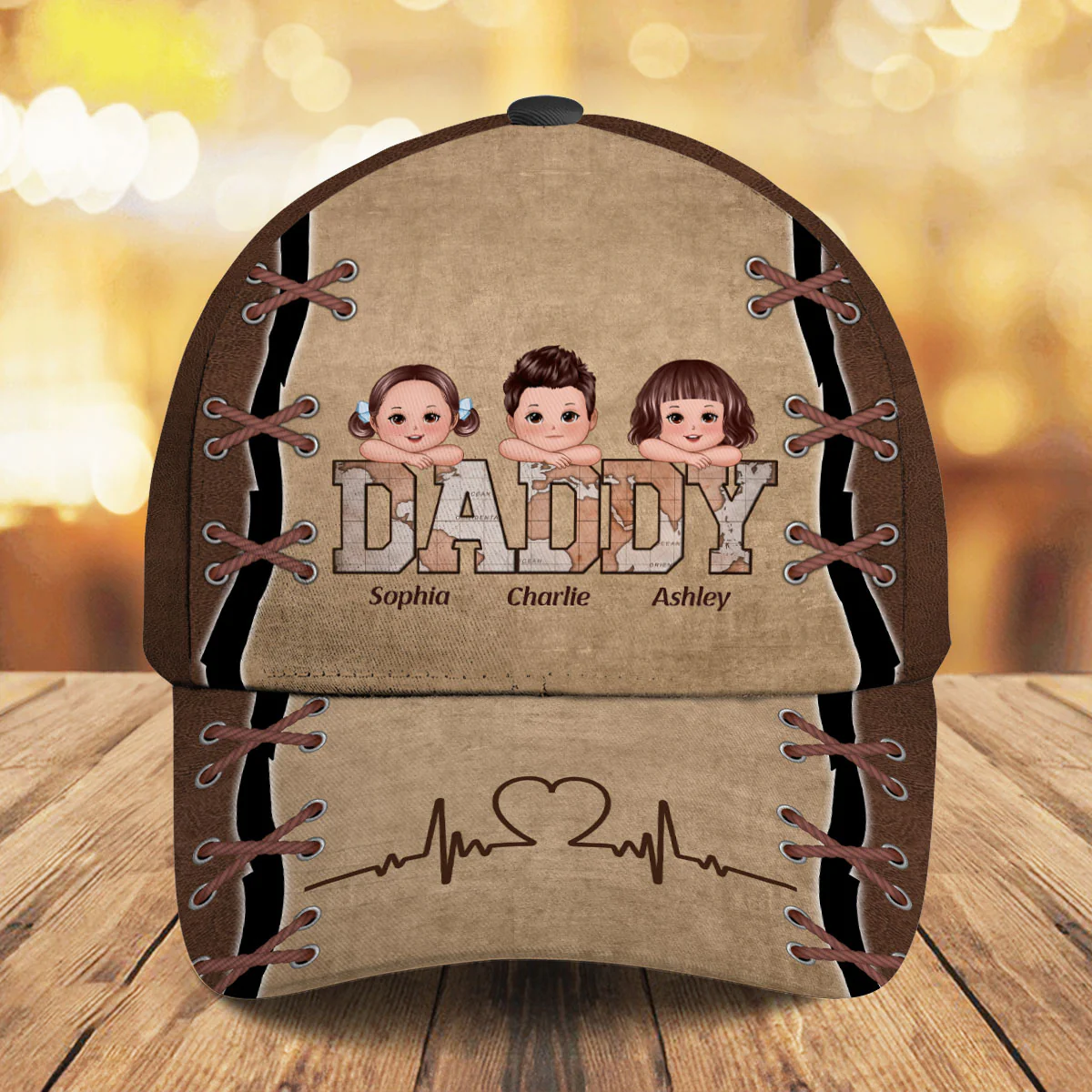 Vintage Map Papa Grandpa Personalized Classic Cap, Gift For Grandpa - Image 5