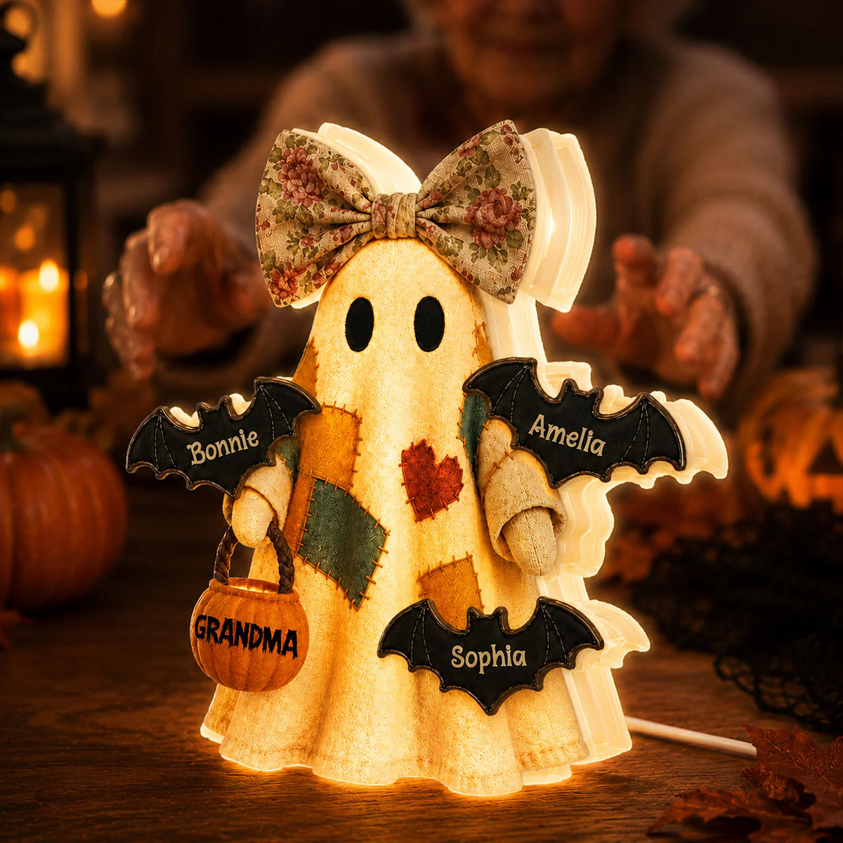 Vintage Patchwork Ghost Grandma - Personalized Light Box - Image 7