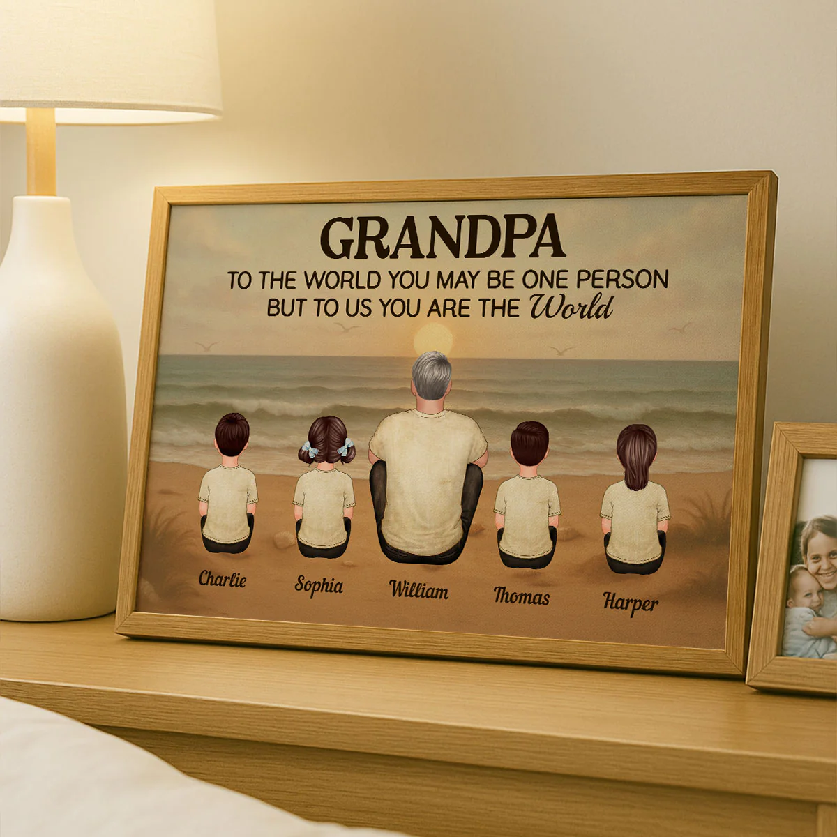 Vintage Retro Grandpa Beach Landscape Personalized Poster - Image 5