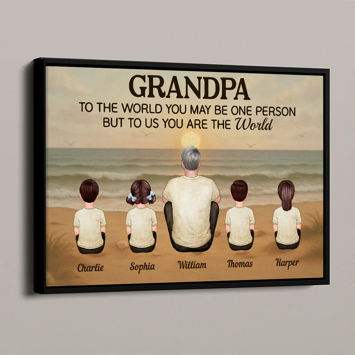 Vintage Retro Grandpa Beach Landscape Personalized Poster - Image 8