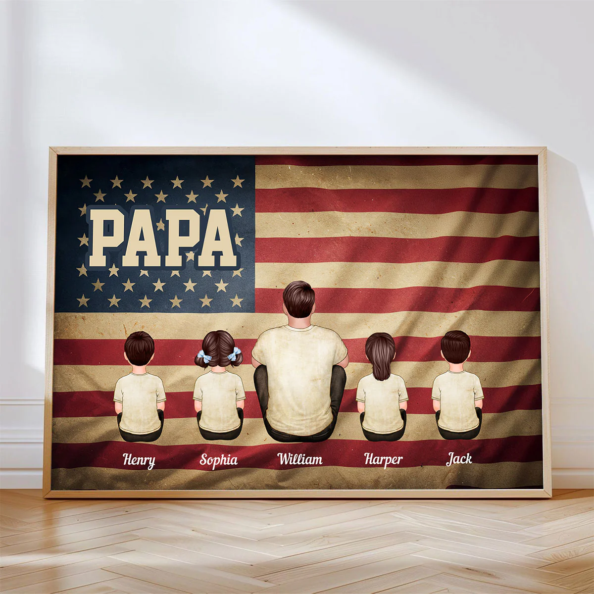 Vintage Retro Nation Flag Family Personalized Poster, Gift For Dad, Mom - Image 3