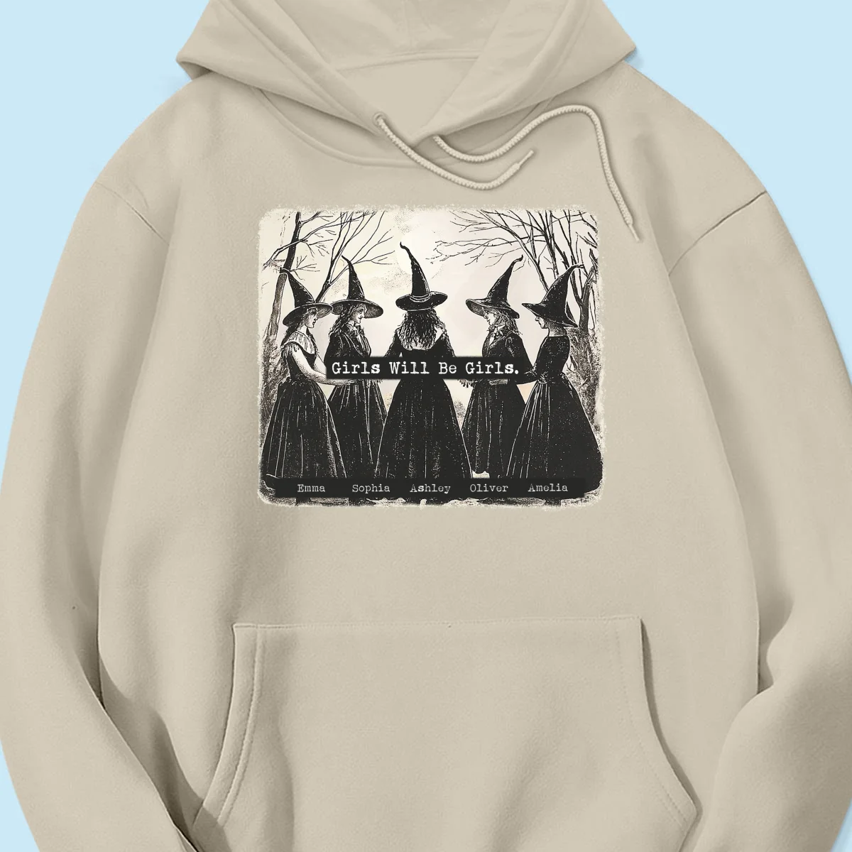 Vintage Witch Girls Will Be Girls Personalized Sweatshirt, Halloween Party Matching Shirt - Image 24