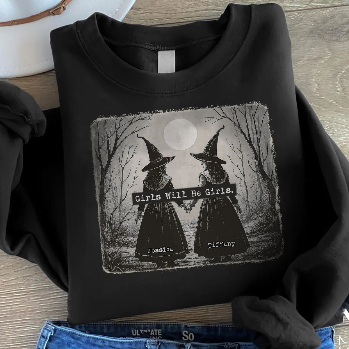 Vintage Witch Girls Will Be Girls Personalized Sweatshirt, Halloween Party Matching Shirt - Image 8