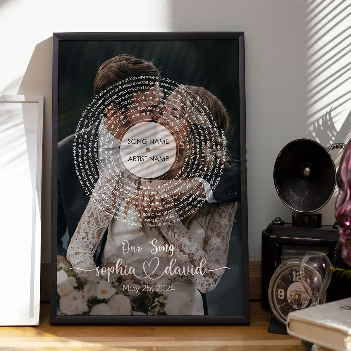 Vinyl Record Song Lyrics Art From Photo Personalized Poster, Wedding Anniversary  Gift For Him, For Her - Image 2