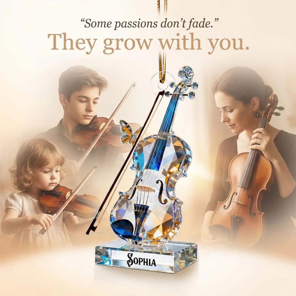 Violin Music Crystal Effect - Personalized Acrylic Ornament - Unique Christmas Gift For Violinist - Image 6