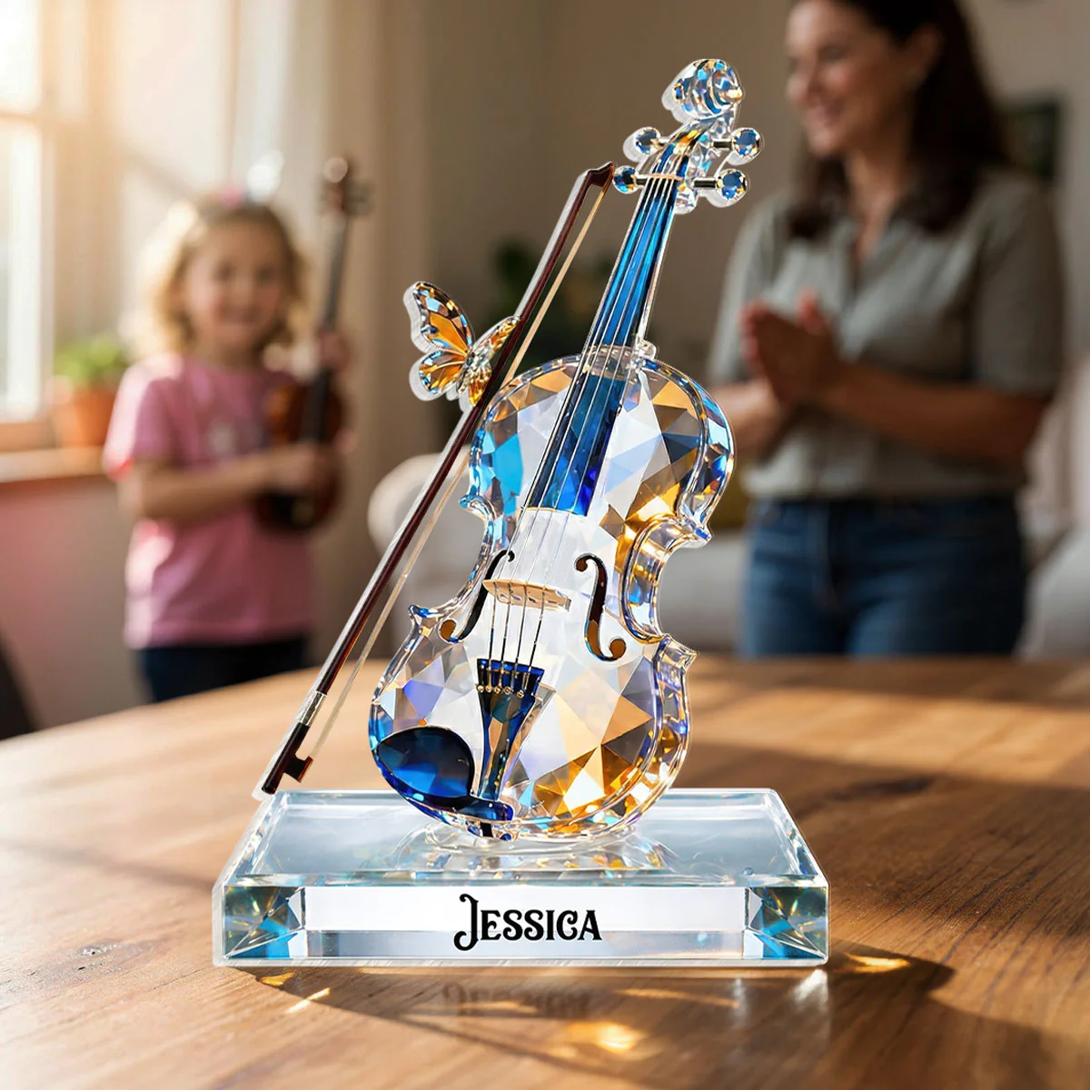 Violin Music Crystal Effect - Personalized Acrylic Block Plaque - Unique Gift For Violinist - Image 3