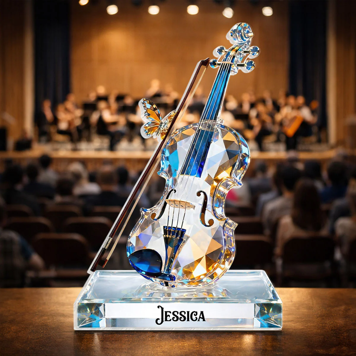 Violin Music Crystal Effect - Personalized Acrylic Block Plaque - Unique Gift For Violinist - Image 4