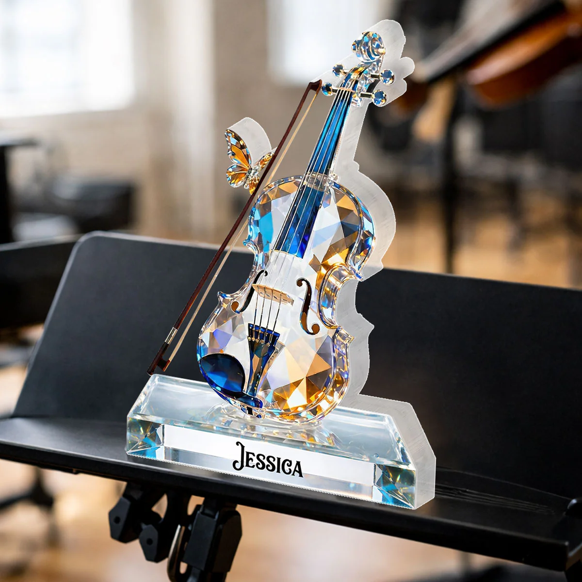 Violin Music Crystal Effect - Personalized Acrylic Block Plaque - Unique Gift For Violinist - Image 5