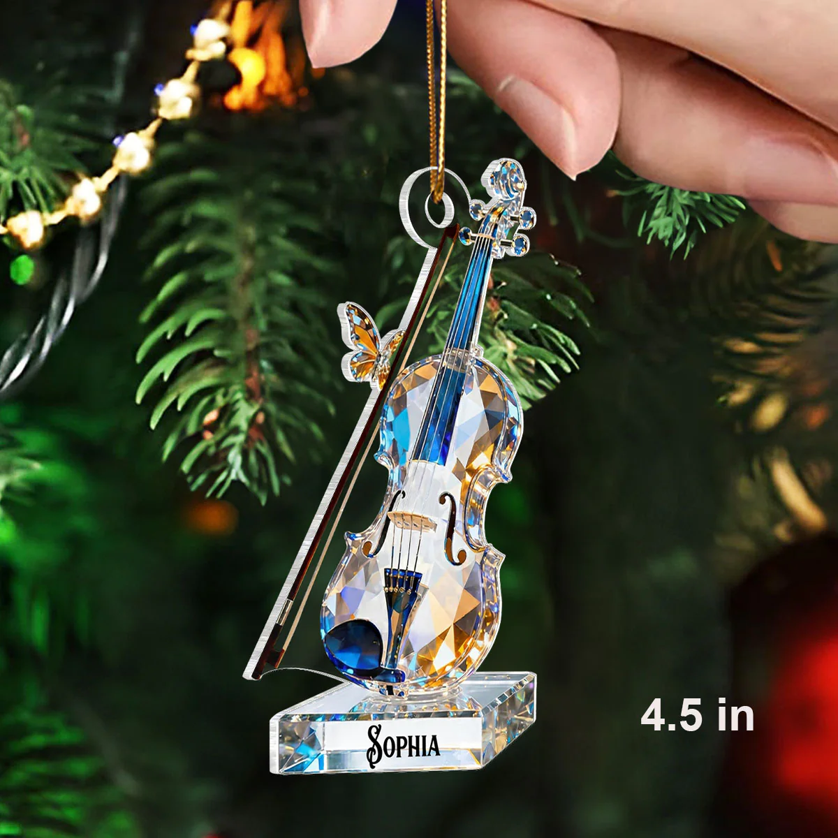 Violin Music Crystal Effect - Personalized Acrylic Ornament - Unique Gift For Violinist - Image 2