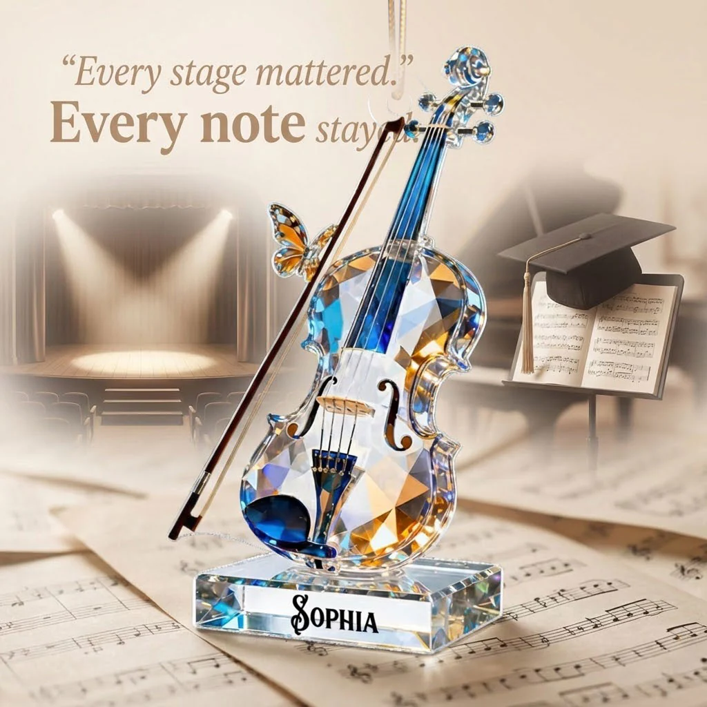 Violin Music Crystal Effect - Personalized Acrylic Ornament - Unique Gift For Violinist - Image 7