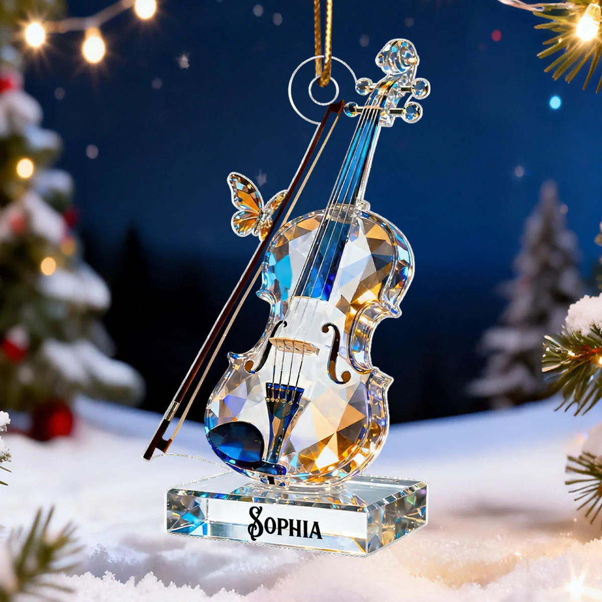 Violin Music Crystal Effect - Personalized Acrylic Ornament - Unique Gift For Violinist - Image 8