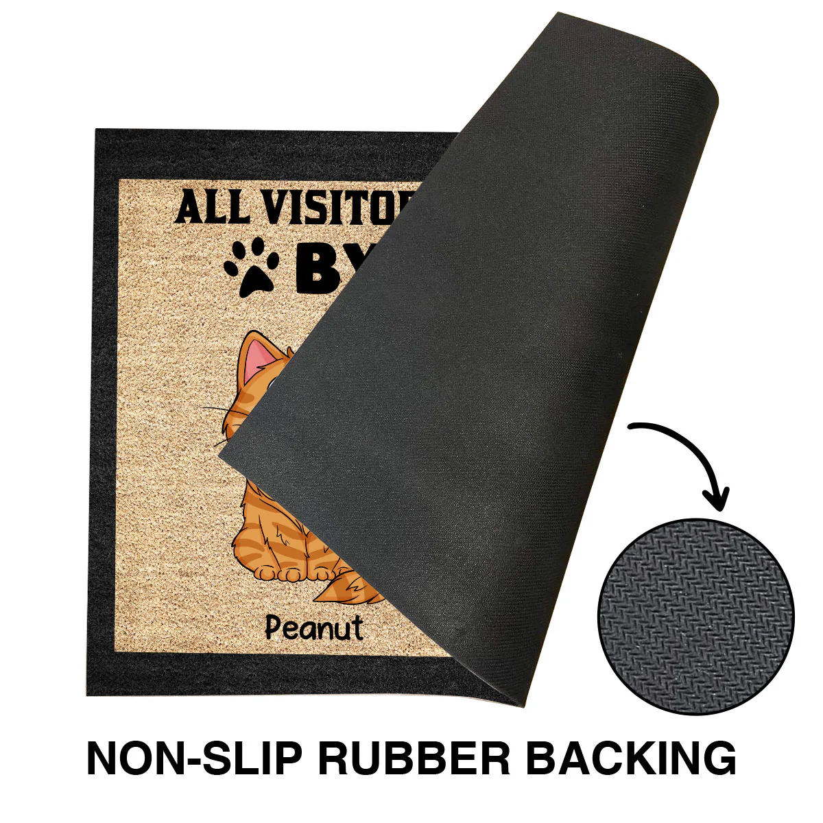 Visitors Must Be Approved By The Cats Funny Cat Expressions Personalized Doormat - Image 3
