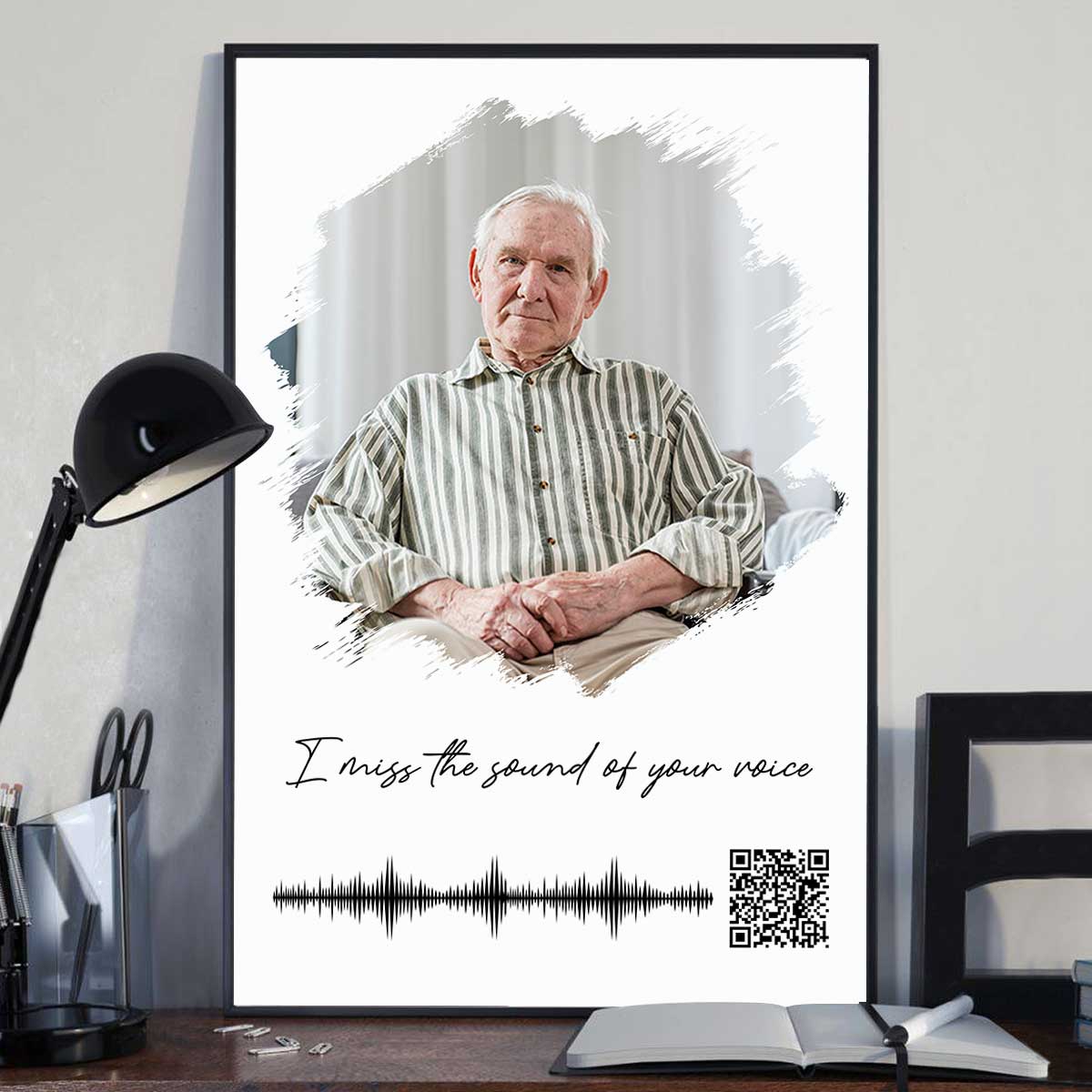 Voicemail Voice Message Scannable QR Code Family Memorial Sympathy Gift Keepsake Personalized Vertical Poster - Image 2