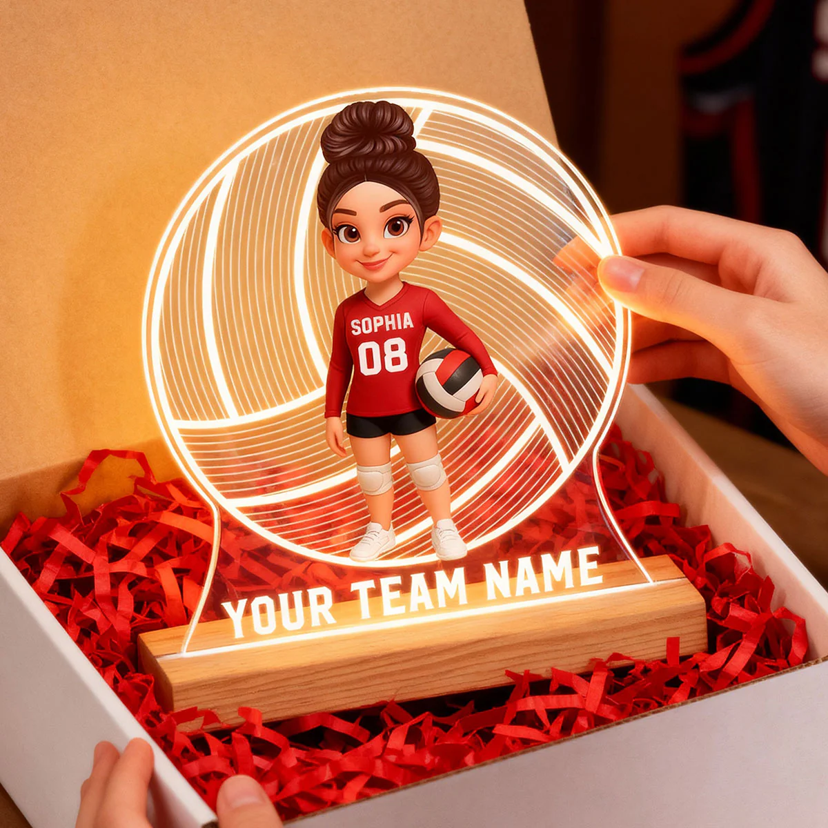 Volleyball 3D Illusion With Name - Personalize LED Night Light - Gift For Granddaughter, Daughter, Volleyball Lover - Image 2