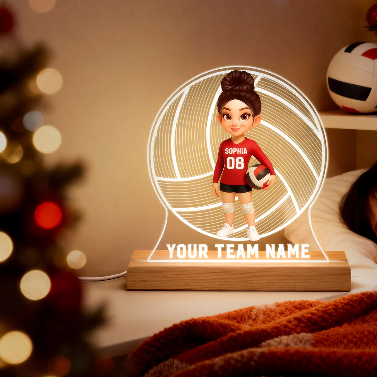 Volleyball 3D Illusion With Name - Personalize LED Night Light - Gift For Granddaughter, Daughter, Volleyball Lover - Image 5
