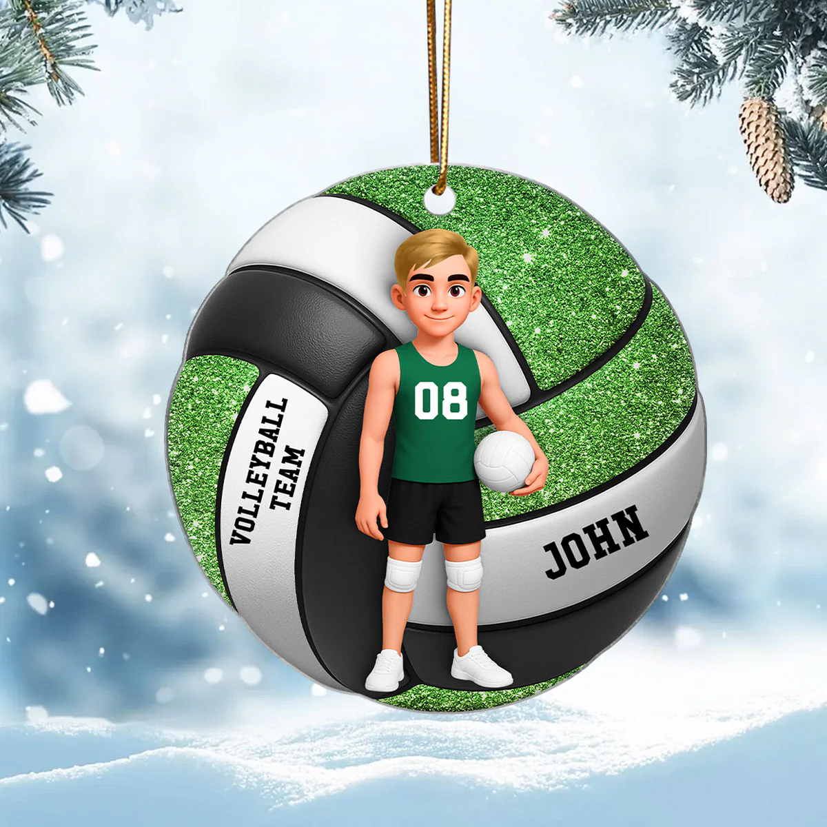 Volleyball Boy 3D Effect - Personalized Acrylic Ornament - Image 3