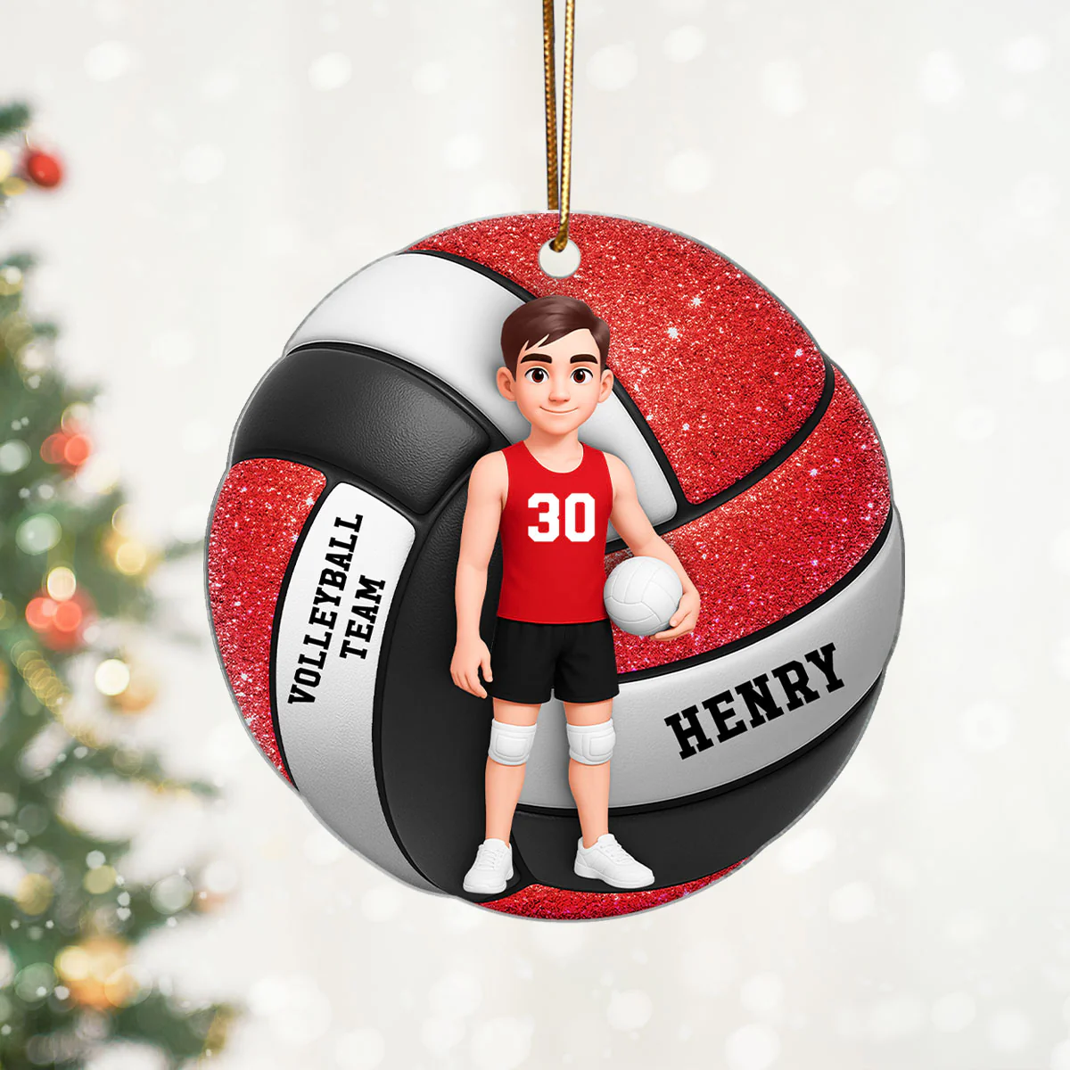 Volleyball Boy 3D Effect - Personalized Acrylic Ornament - Image 4