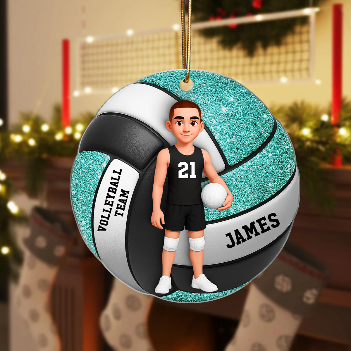 Volleyball Boy 3D Effect - Personalized Acrylic Ornament - Image 5