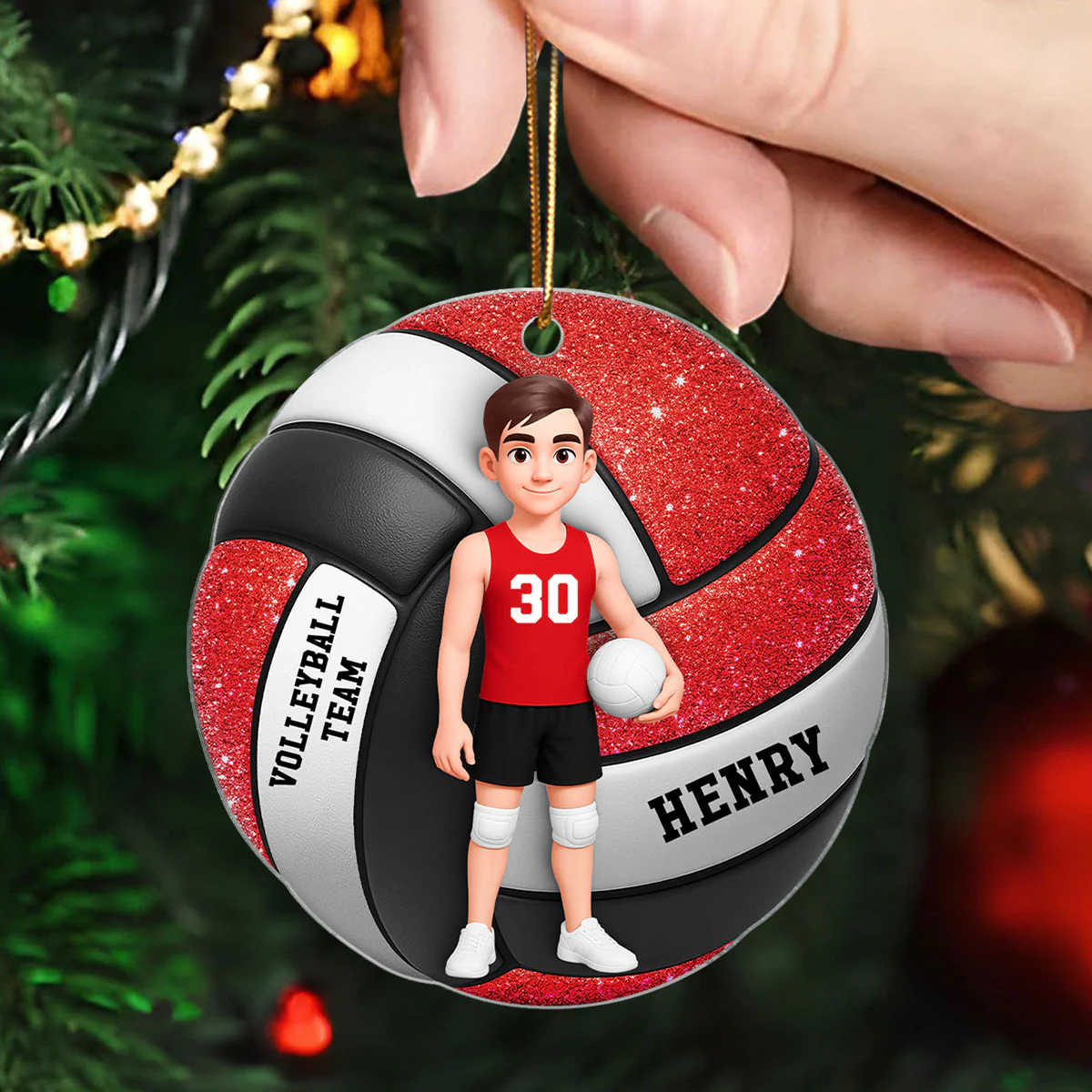 Volleyball Boy 3D Effect - Personalized Acrylic Ornament - Image 6