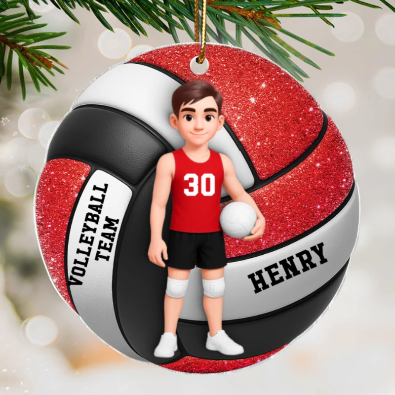 Volleyball Boy 3D Effect - Personalized Acrylic Ornament - Image 8