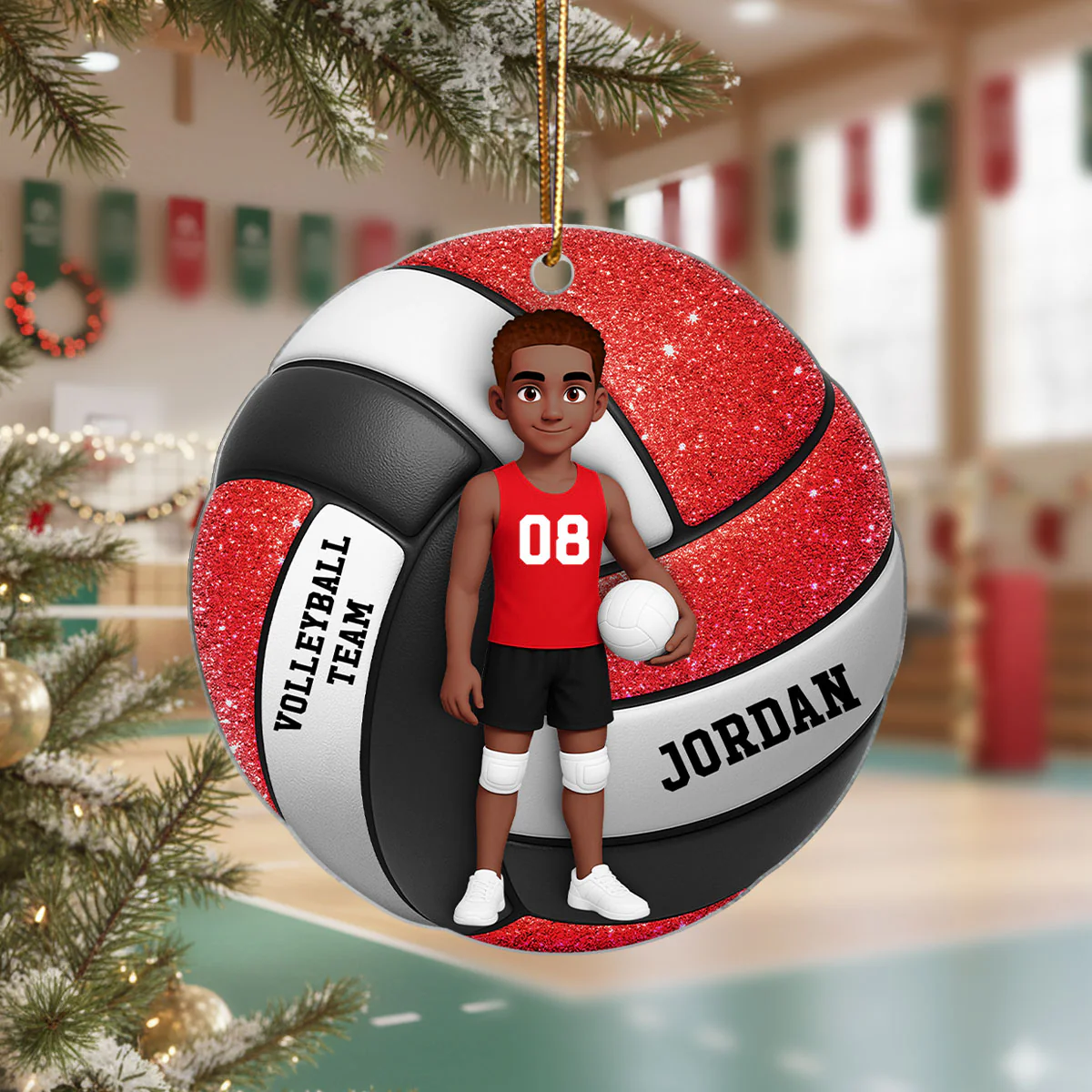 Volleyball Boy & Girl 3D Effect - Personalized Acrylic Ornament - Image 4