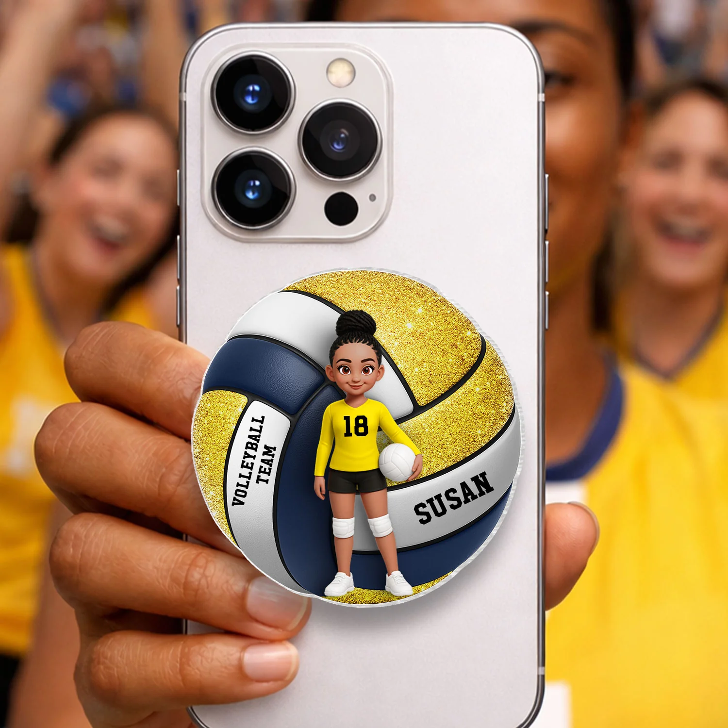 Volleyball Boy & Girl 3D Effect - Personalized Acrylic Magnetic Phone Grip - Gift for Teen Girl, Teen Boy, Girlfriend - Image 2