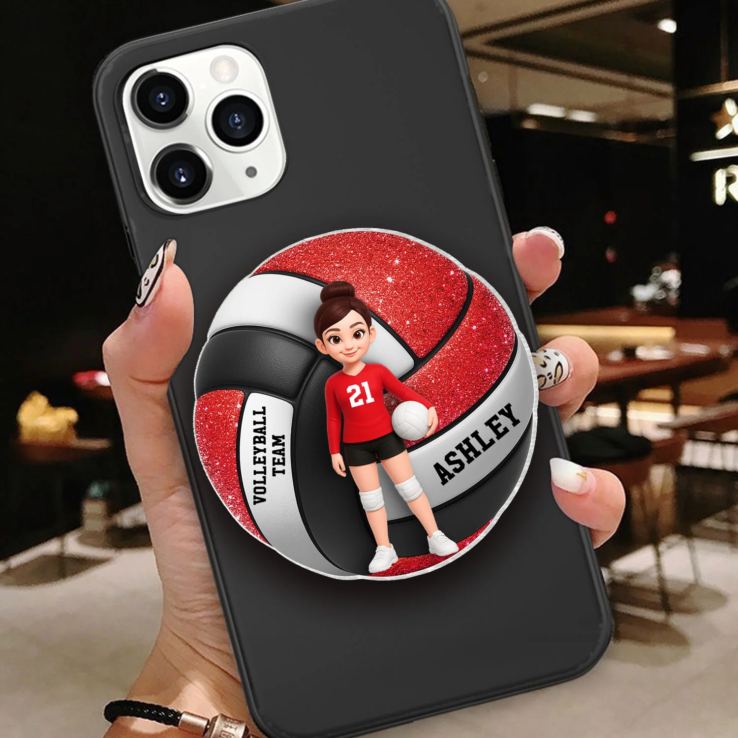 Volleyball Boy & Girl 3D Effect - Personalized Acrylic Magnetic Phone Grip - Gift for Teen Girl, Teen Boy, Girlfriend - Image 5
