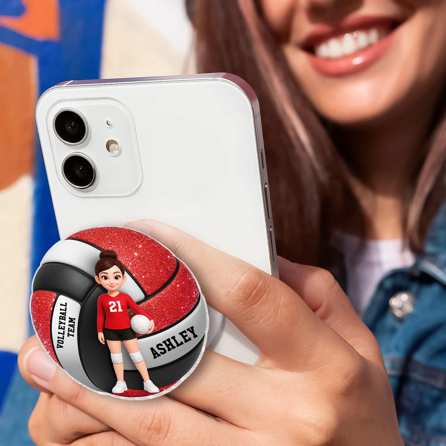 Volleyball Boy & Girl 3D Effect - Personalized Acrylic Magnetic Phone Grip - Gift for Teen Girl, Teen Boy, Girlfriend - Image 7