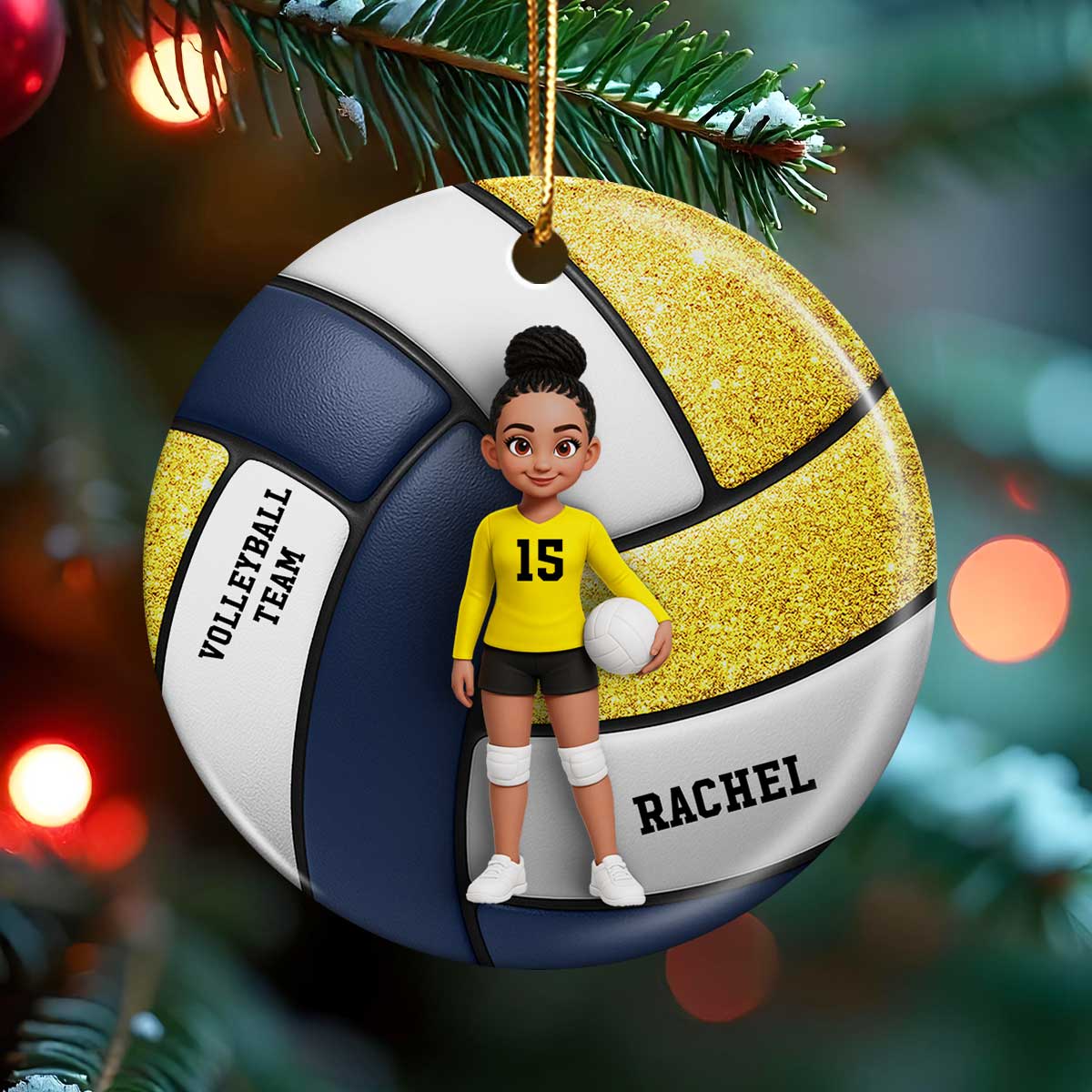Volleyball Girl 3D Effect - Personalized Ceramic Ornament - Image 3