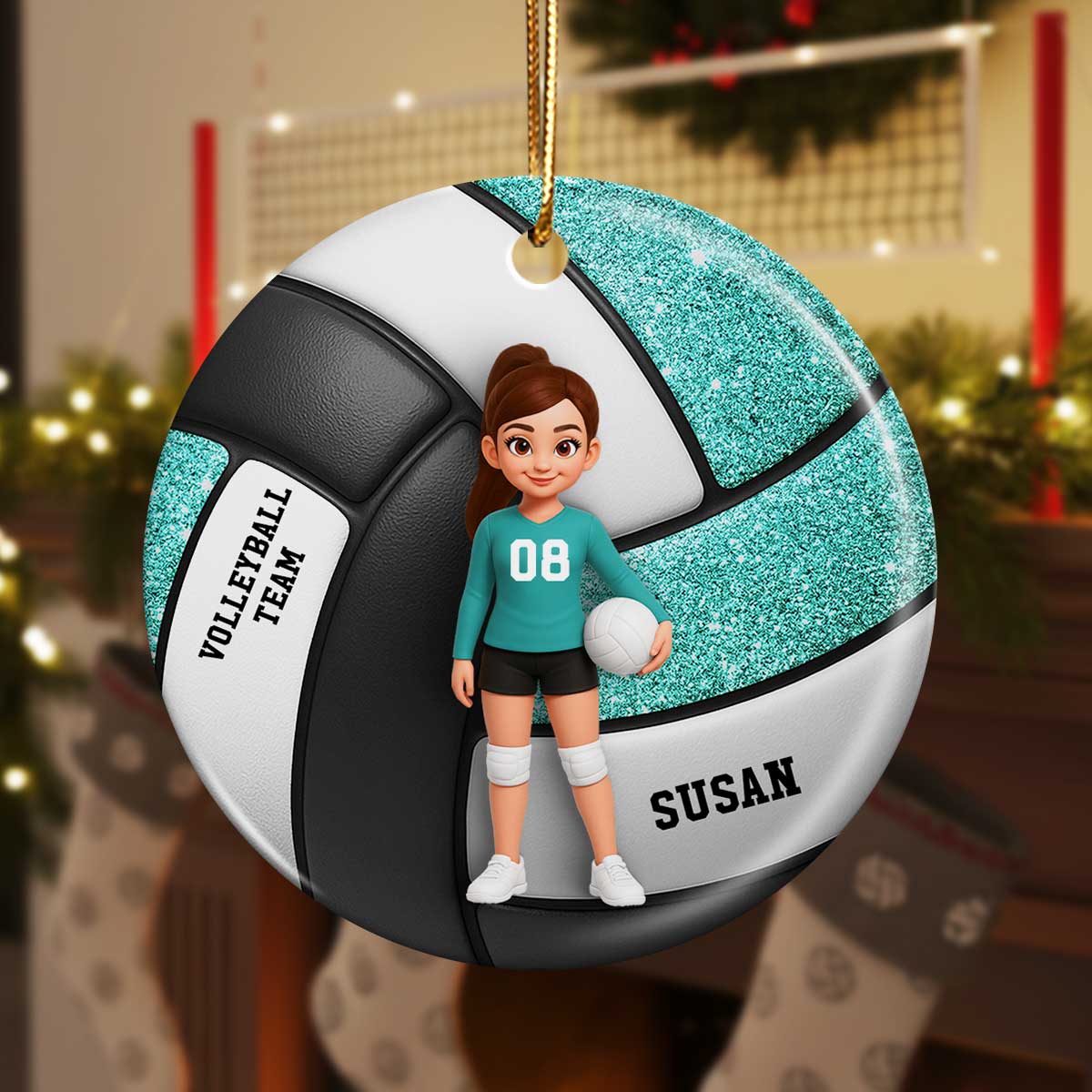Volleyball Girl 3D Effect - Personalized Ceramic Ornament - Image 5
