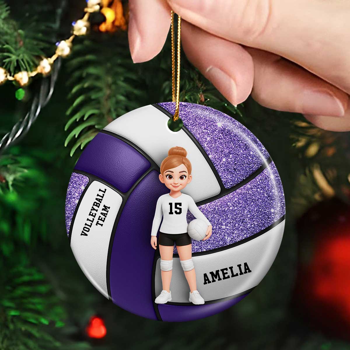 Volleyball Girl 3D Effect - Personalized Ceramic Ornament - Image 6