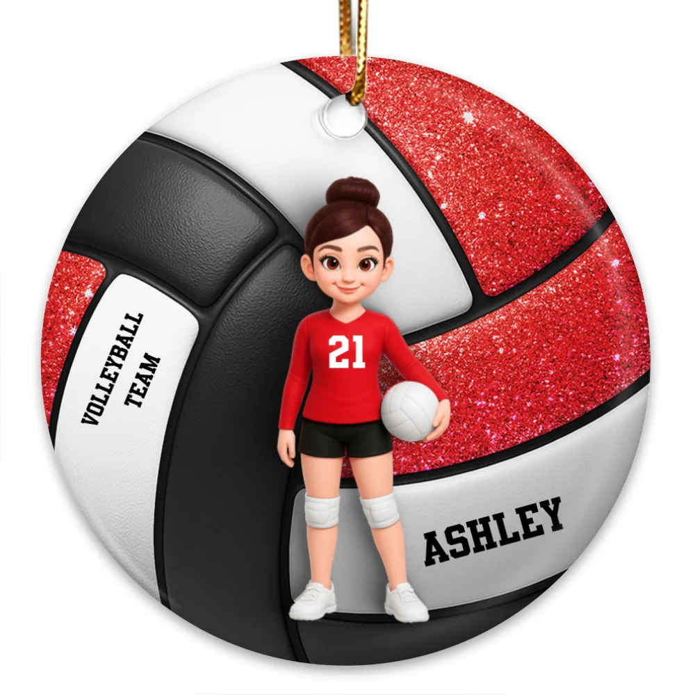 Volleyball Girl 3D Effect - Personalized Ceramic Ornament - Image 9