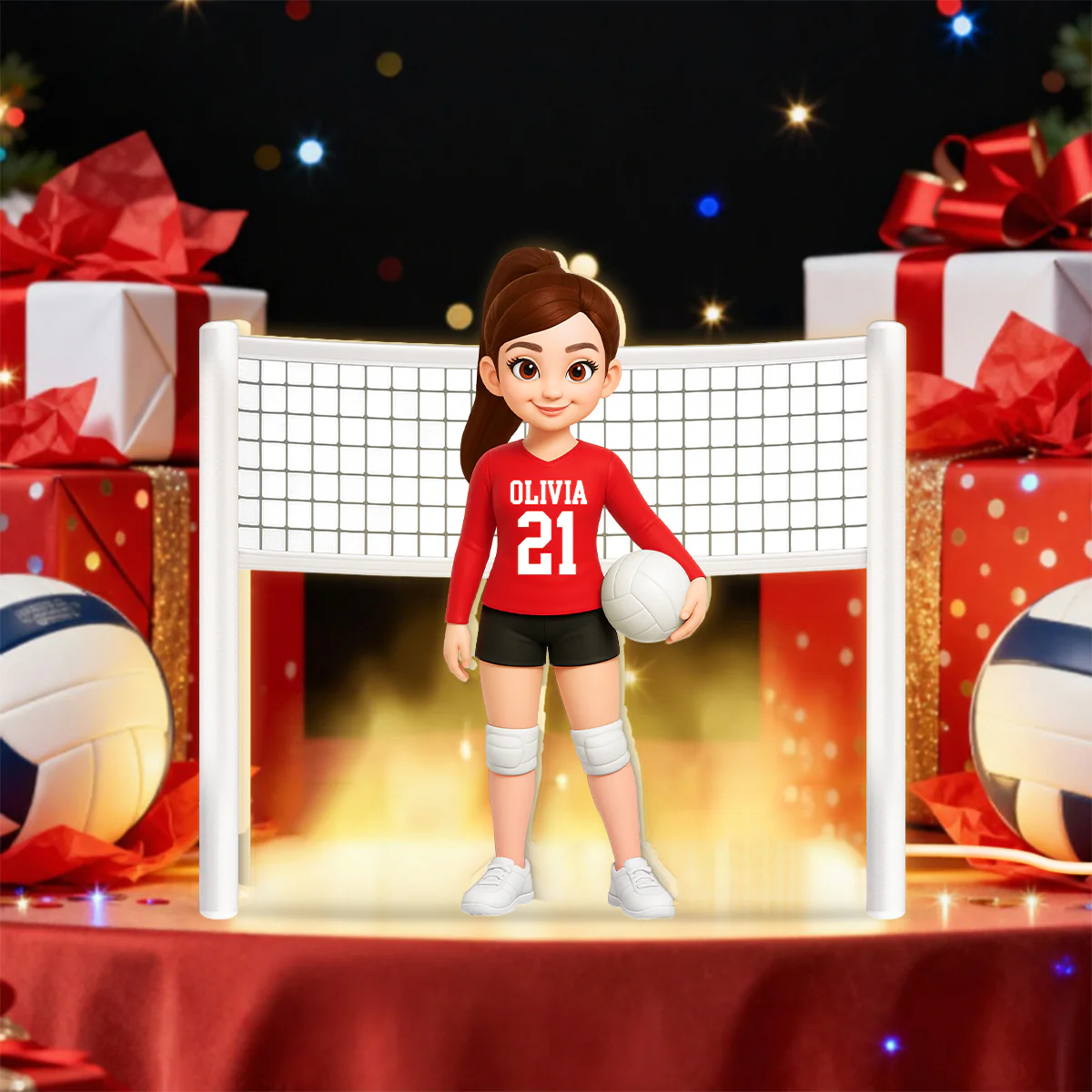 Volleyball Girl 3D Effect - Personalized Light Box - Christmas Gift For Teen Girls - Image 9