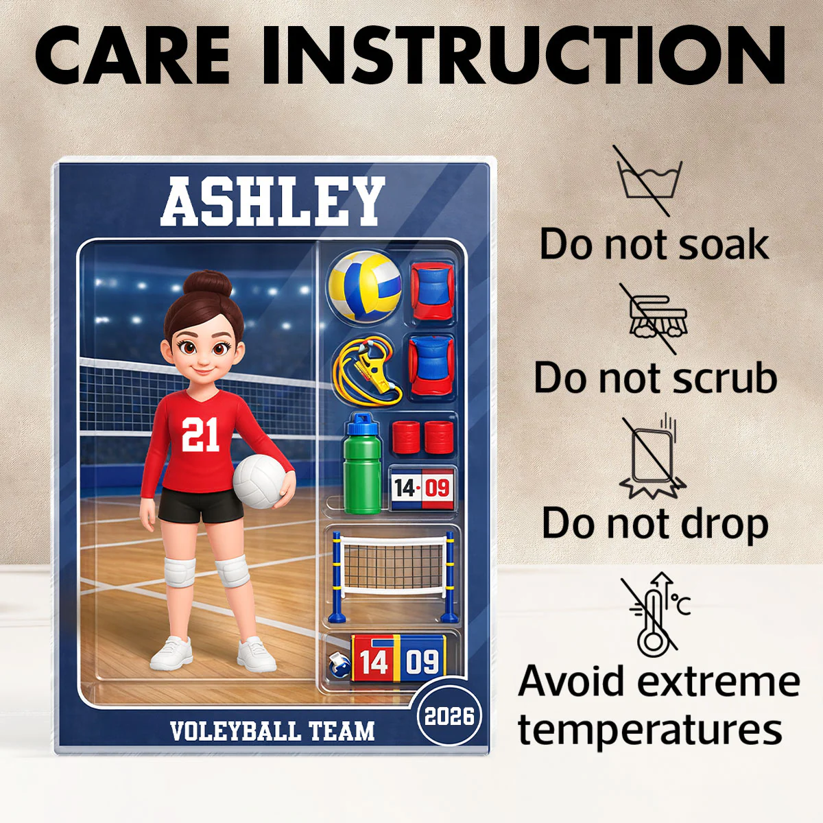 Volleyball Girl Action Figure - Personalized Acrylic Block Plaque - Unique Gift For Daughter, Granddaughter - Image 8