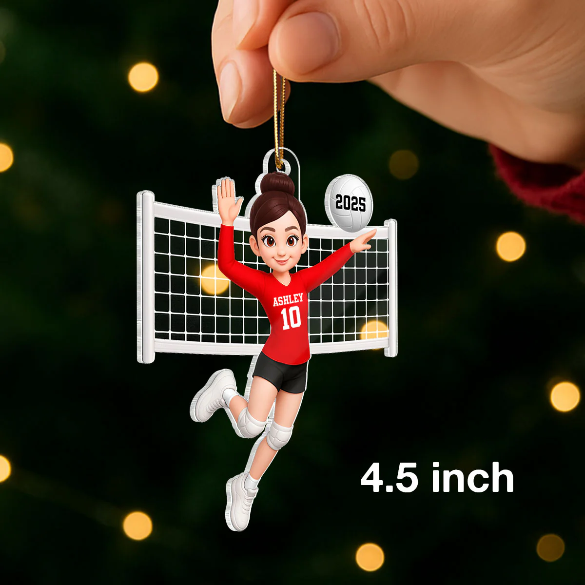 Volleyball Girl In Spike Action 3D Effect - Personalized Acrylic Ornament - Image 2