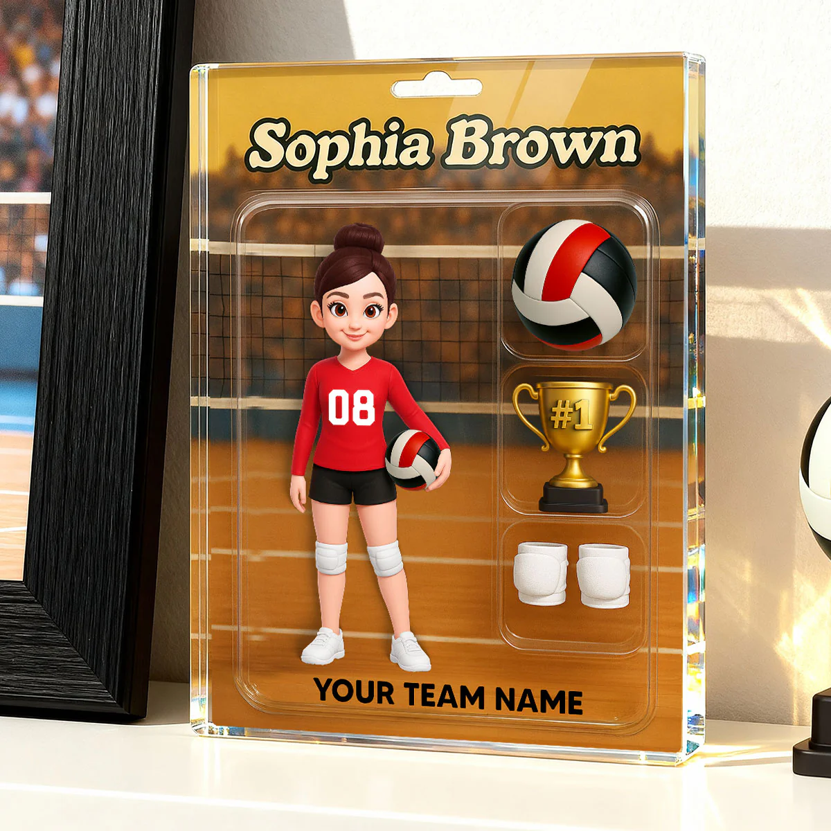 3D Effect Volleyball Player Custom Figure Style - Personalized Acrylic Block Plaque - Unique Christmas Gift For Volleyball Players, Granddaughter, Daughter - Image 2