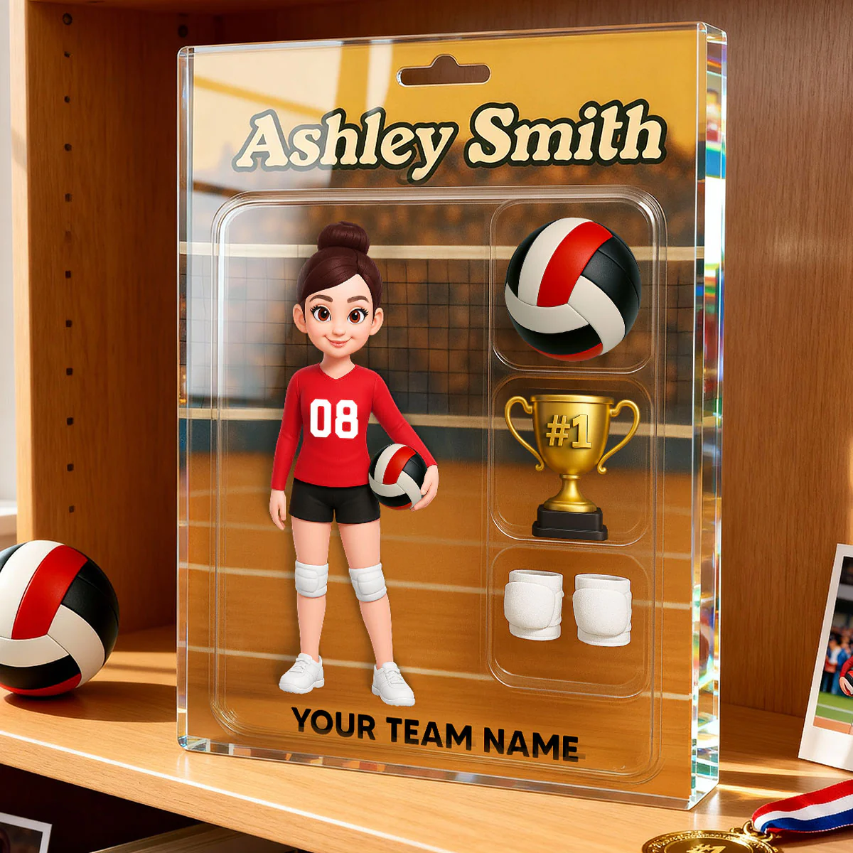 3D Effect Volleyball Player Custom Figure Style - Personalized Acrylic Block Plaque - Unique Christmas Gift For Volleyball Players, Granddaughter, Daughter - Image 3