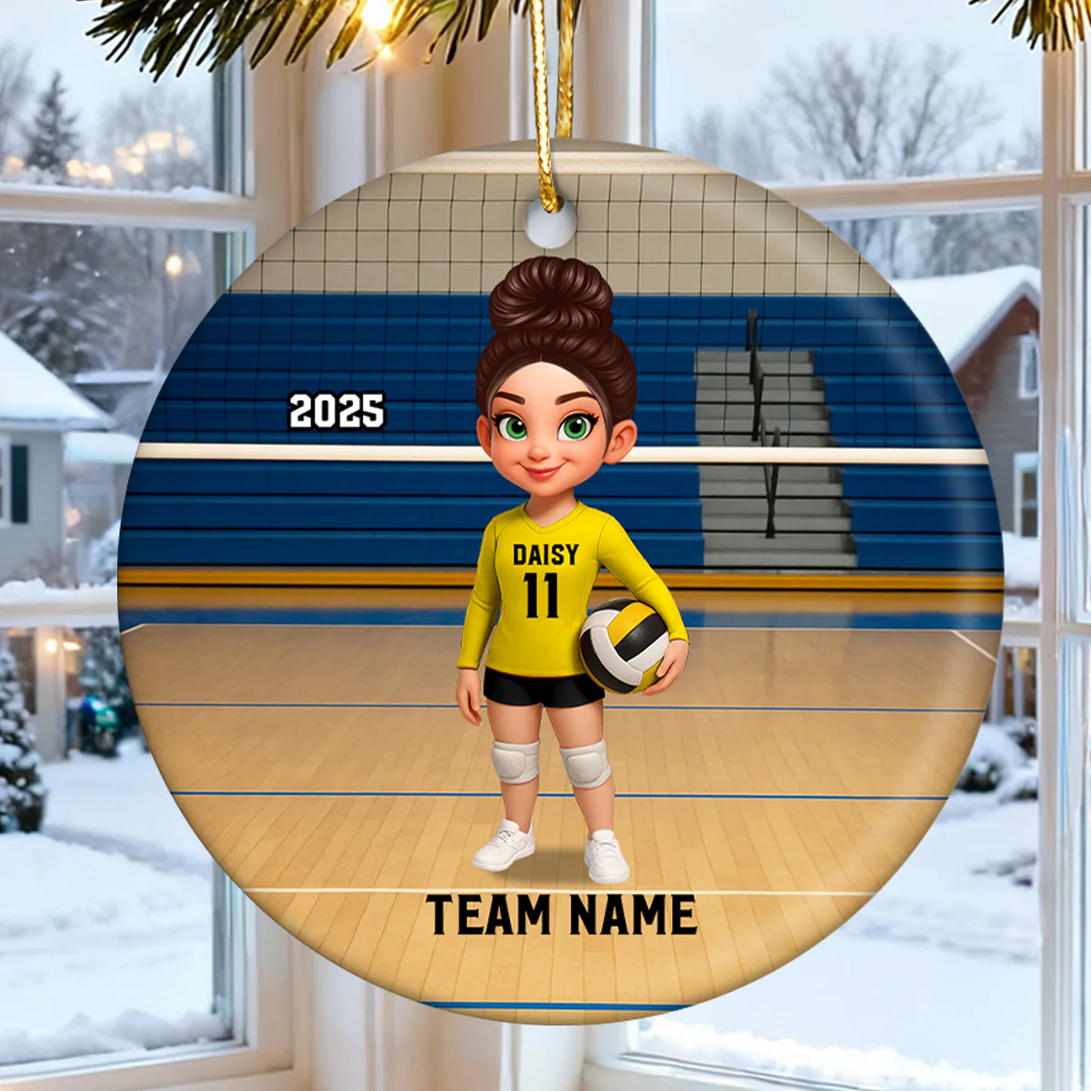 Volleyball Player On The Court - Personalized Ceramic Ornament - Christmas Gift For Volleyball Lovers, School Volleyball Team - Image 2