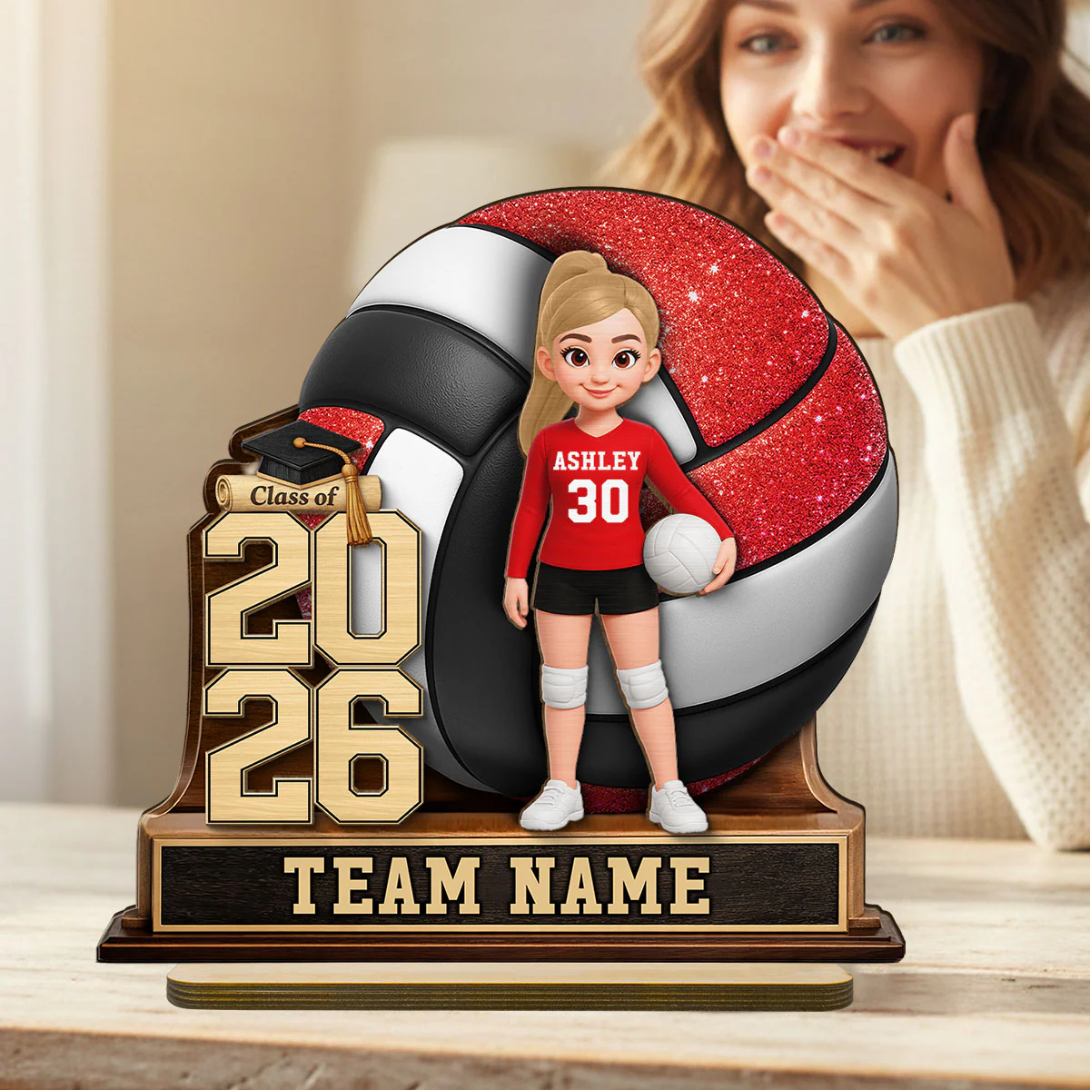 Volleyball Senior Keepsake 2D Flat - Personalized 2-Layered Wooden Plaque - Graduation Gift For Daughter, Graduates, Class of 2026 - Image 10