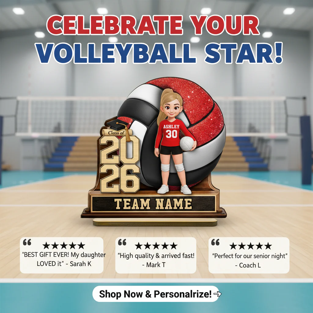 Volleyball Senior Keepsake 2D Flat - Personalized 2-Layered Wooden Plaque - Graduation Gift For Daughter, Graduates, Class of 2026 - Image 15
